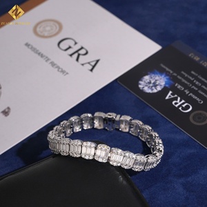 Pulsera de tenis de moissanita chapada en rodio de plata 925 ZUANFA con corte esmeralda y engaste de puntas, pulsera de lujo para mujer - Product Image 2