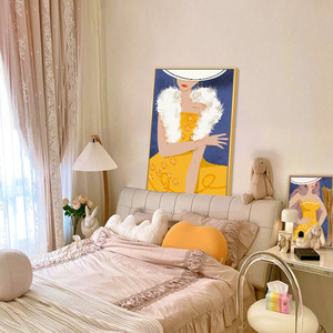 Dipinto su Tela di Donna Elegante in Abito Giallo, Stile Vintage, Stampa HD per Decorazione Camera da Letto e Vanità - Product Image 2
