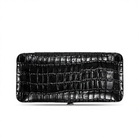 Étui à cigares de luxe en cuir pleine fleur de vachette, motif crocodile noir, à trois doigts, étanche, pour le voyage