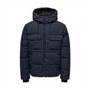 Veste longue d'hiver en laine pour homme, à capuche, chaude, avec fermeture éclair et boutons, vente en gros - Product Image 1