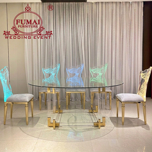 Party Supplies <b>Clear</b> Round Transparent Acrylic Dining <b>Table</b> Set 6 Seater - Product Image 3