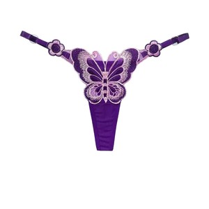 String brodé papillon Lemon Story pour femme, lingerie en satin blanc réglable - Product Image 2