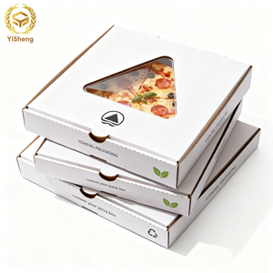 Scatola per Pizza Personalizzata con Logo Stampato 12 14 16 Pollici con Finestra in Carta Kraft Ondulata Ecologica all'Ingrosso per Ristoranti e Asporto - Product Image 1