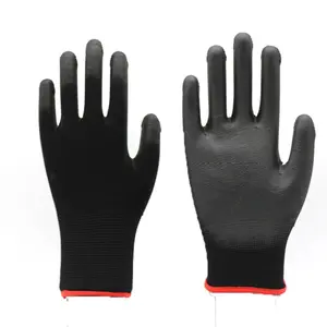 Factory Wholesale 13 Gauge Nylon PU Coated Glove Guantes De Trabajo Cheap Work Gloves PU