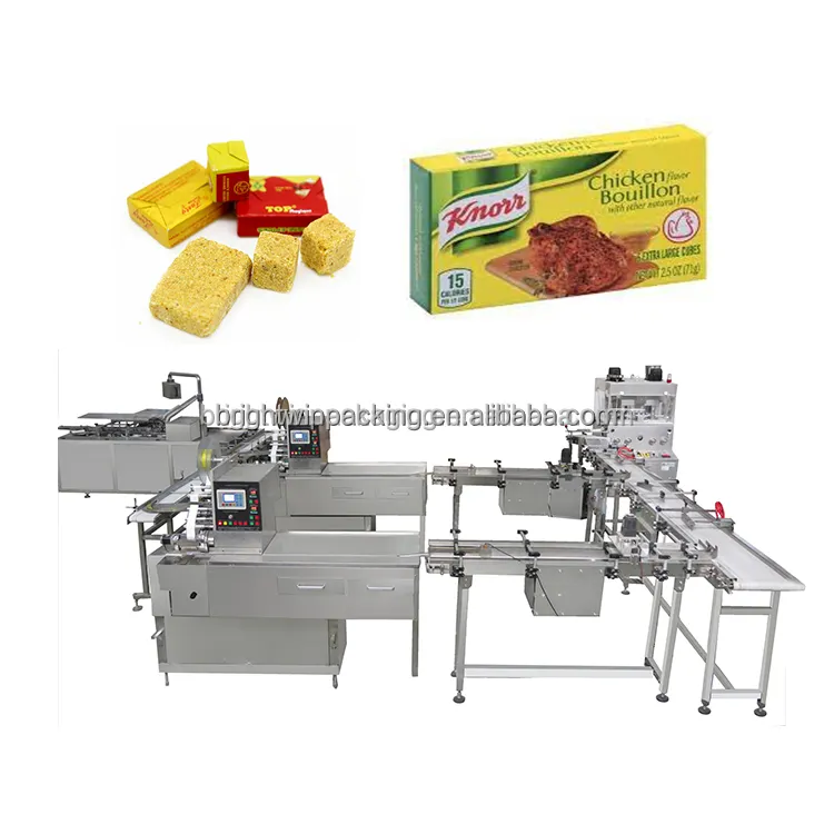 Proveedor confiable China 4G Spice Chicken Cube Making Wrapping Boxing Production Line Machine