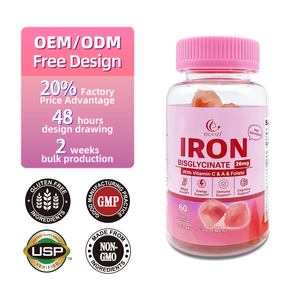 OEM de alta calidad Duozi Vegan Iron Bisglicinate Gummy Candy 26mg Hierro suave con vitaminas C Folato Soporte de energía en la sangre Niños - Product Image 1
