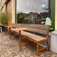 Banc long intégré en WPC avec dossier pour cour, villa, campus, ensemble table et chaises de loisirs en plein air