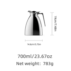 Chaleira térmica de aço inoxidável 304 para café, bule com alça, 700ml, novidade quente