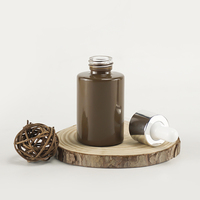 Botol Tetes Kaca Coklat Lurus 30ml Custom Painted, Kemasan Serum & Minyak Esensial Mewah Kosong Dengan Pipet Perak