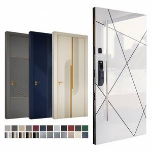 Porte d'entrée extérieure moderne de luxe au design italien, en acier inoxydable, sécurisée, avec verre pivotant, en bois, pour l'entrée principale de la maison - Product Image 2