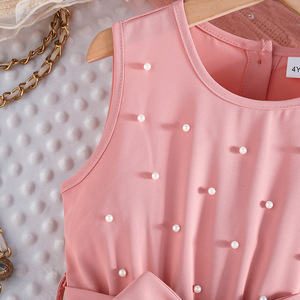 <span class=keywords><strong>Tuta</strong></span> Intera da <span class=keywords><strong>Bambina</strong></span> Estiva 2026 Rosa Senza Maniche con Perle e Pieghe - Product Image 4