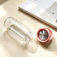 Bouteille d'eau portable en verre borosilicate 450 ml, couleur macaron, avec poignée, tasse simple pour le bureau, l'école, les voyages et l'usage quotidien