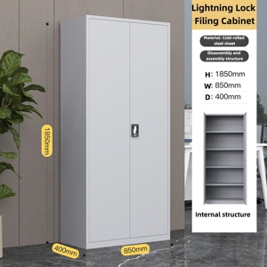 Mueble de Oficina Moderno de Fábrica, Armario Metálico de Acero con Doble Puerta Blanca, Estantes Ajustables y Cerradura, para Exteriores - Product Image 4