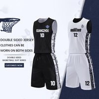 Setelan Bola Basket Dua Sisi untuk Pria, Bahan Mesh Bernapas, Cepat Kering, Tanpa Lengan, Longgar, Jersey Latihan Profesional