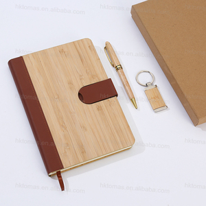 Cahier A5 avec logo personnalisé, coffret de cadeaux en bois de bambou, couverture de carnet de notes de journal en bois, coffret de cadeaux de coopération - Product Image 4