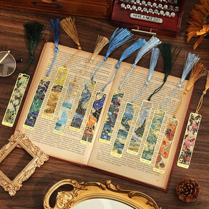 Marcapáginas Metálicos con Diseño de Pinturas al Óleo de <span class=keywords><strong>Van</strong></span> <span class=keywords><strong>Gogh</strong></span>, Marcapáginas con Borla para Amantes de la Lectura, Escritores y Lectores, Regalo - Product Image 3