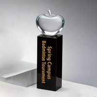 Trophée Pomme en Cristal Personnalisé Noble Manufacturer avec Socle en Forme de Tour pour Tournois Sportifs, Événements Scolaires, Reconnaissance des Employés