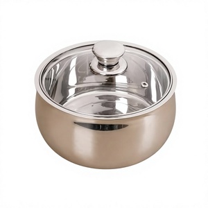 Stainless <b>Steel</b> Round Casserole <b>Pot</b> With Glass Lid Durable Polished Exterior Hand Wash Only For Gas And Induction Cookers - Product Image 6