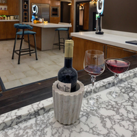 Seau à glace de luxe en marbre blanc strié, refroidisseur à vin lumineux 16 oz pour une utilisation plus fraîche, décoration élégante sur pied, fêtes, boissons