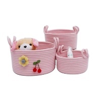 Cestas de almacenamiento plegables hechas a mano, cesta de cuerda de algodón con asas, juguete para regalo tejido para bebés y niños, cesta de almacenamiento de cuerda de algodón para la colada - Product Image 5
