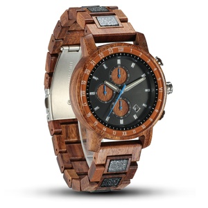 Elegante Reloj de Madera Antiguo con Movimiento de Cronógrafo, Calendario, Manecillas Luminosas, Correa de Cristal, Esfera de 45 mm, Cuarzo <span class=keywords><strong>Seiko</strong></span> - Product Image 2