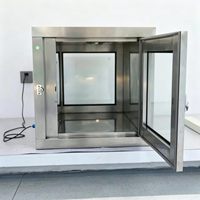 Puerta de Transferencia Hermética para Cuarto Limpio ISO 7, Caja de Traslado de Acero Inoxidable SUS304 para Laboratorio y Taller Farmacéutico