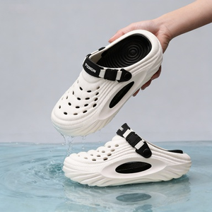 Detachable Hole Shoes for Men's Summer Outdoor Wear, Anti <b>slip</b> EVA Toe Slippers Outdoor <b>Half</b> Drag Beach Sandals - Product Image 5