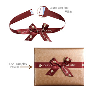 <span class=keywords><strong>Ruban</strong></span> de satin à paillettes imprimé personnalisé <span class=keywords><strong>avec</strong></span> logo, nœud réglable pour emballage alimentaire personnalisé - Product Image 1