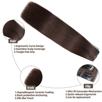Extensions de cheveux vierges brésiliens naturels à clipser, résistantes à la chaleur, brillance naturelle, sans nœuds, sans perte, 14-26 pouces, qualité européenne