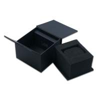 Carton personnalisé noir papier texture de luxe double ouverture montre intelligente boîtes et étuis d'emballage cadeau boîte à rouleau de montre avec logo