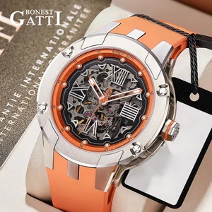 Montre automatique pour homme BG7701, 42 mm, montre-bracelet mécanique de luxe, étanche 50 m, miroir saphir, cadran squelette lumineux - Product Image 3