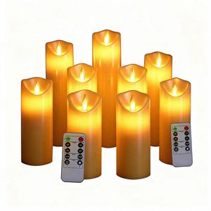 <span class=keywords><strong>Bougie</strong></span> pilier de luxe à LED sans flamme avec effet de flamme mobile, télécommandée et à piles, pour décoration de mariage et d'anniversaire - Product Image 1