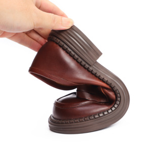 Mocassins Penny en Cuir Souple Style Décontracté pour Femmes, Modèle <span class=keywords><strong>Chunky</strong></span>, Noir et Marron, OEM ODM - Product Image 3