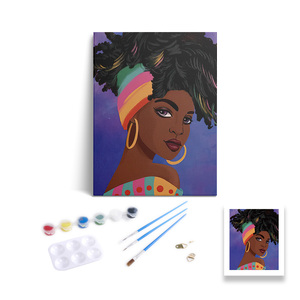 20X25cm Mini Kit de <span class=keywords><strong>Peinture</strong></span> <span class=keywords><strong>par</strong></span> <span class=keywords><strong>Numéro</strong></span> Diy Portrait Femme Africaine Motif Encadré <span class=keywords><strong>Peinture</strong></span> à la Main <span class=keywords><strong>par</strong></span> <span class=keywords><strong>Numéro</strong></span> pour Débutants - Product Image 1