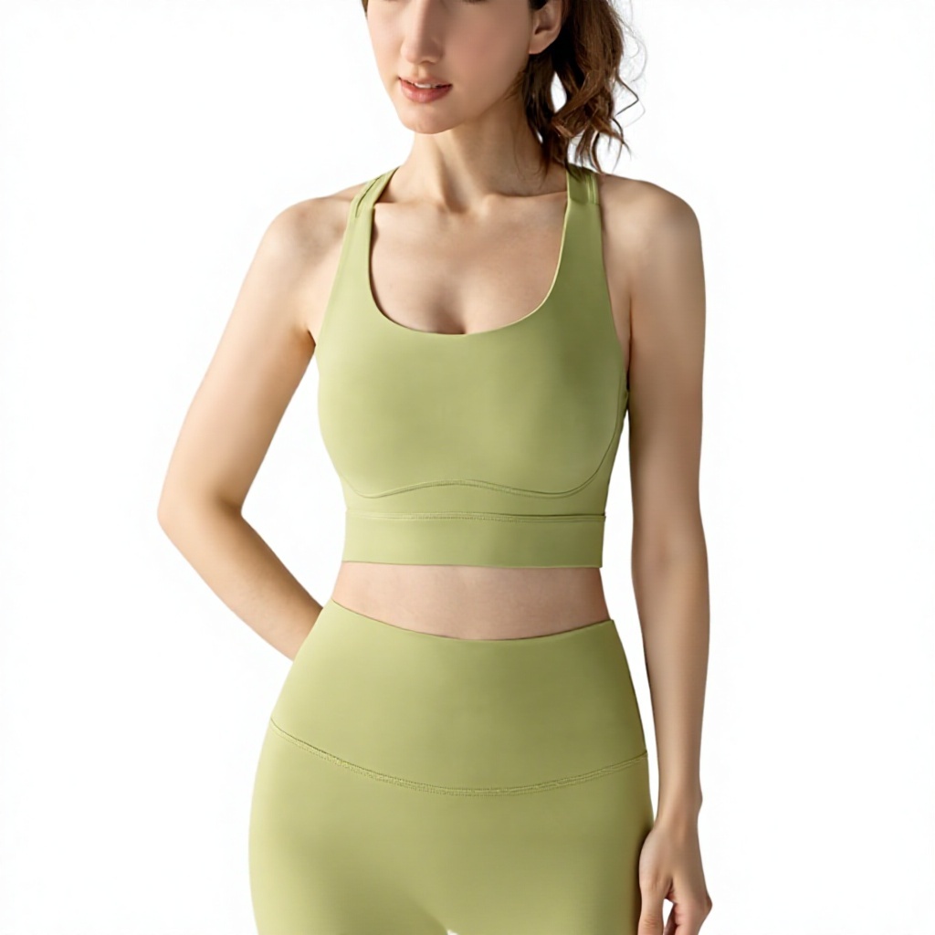 Outdoor Fitness I-shape Beautiful Back Shoulder Sports Vest Sweat-Wicking Crisscross Straps High Support Powerful Tight Yoga Bra