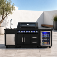 Livraison rapide Moderne Premium Commercial Gaz BBQ Island Grill 6 Brûleur Principal Autoportant De Luxe En Acier Inoxydable Outil Professionnel