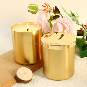 ภาชนะใส่เทียนทรงกระบอกทำจากอลูมิเนียมหรูหราพร้อมฝาโลหะโถเทียนสำหรับทำเทียน - Product Image 1