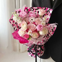 Papier d'emballage pour fleurs imprimé couleur à motif léopard de style européen pour les boutiques d'art floral et les fleuristes