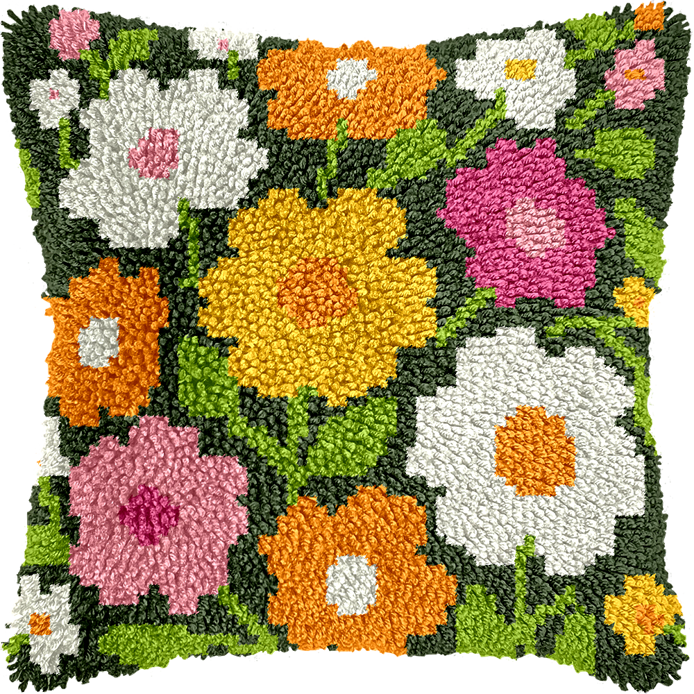 Kit de coussin à crochet motif floral - 8 pièces