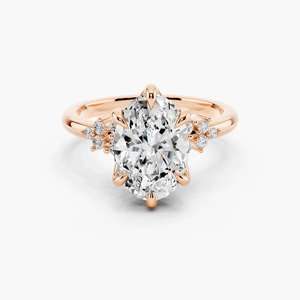 Anillo de compromiso SGARIT de oro amarillo macizo de 18 quilates con diamante cultivado en laboratorio de 1 quilate de forma ovalada y diamantes redondos laterales para mujer - Product Image 6