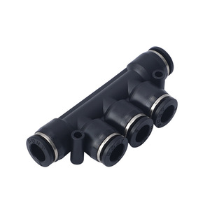Pneumatic Hose <b>Quick</b> Five Way <b>Connector</b> PK Series Black 04 06 08 10 12 Plastic For Industrial Use - Product Image 1