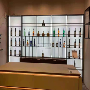 Tùy chỉnh hiển thị đồ nội thất kệ tủ rượu kệ và chai hiển thị nổi tường thắp sáng Gondola kệ với LED - Product Image 4