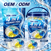 Capsules de lessive liquide 4 compartiments de 12g, emballage en sachet, vente en gros pour importateurs, distributeurs et détaillants