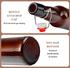 Botellas de Vidrio Ámbar de 16 oz con Tapa Abatible Hermética, para Elaboración Casera - Kombucha, Refresco, <span class=keywords><strong>Coquito</strong></span>, Kefir, Jugo - Product Image 3