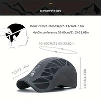 Gorra de béisbol plana transpirable de malla con estampado de letras para hombre, de secado rápido, para golf, ciclismo, deportes, estilo Newsboy, para verano, protección solar