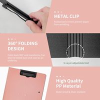 Portapapeles Plegable 360 ° Carpeta con Clip, Portapapeles de Plástico con Clip Doble de Perfil Bajo para Suministros de Oficina y Escolares