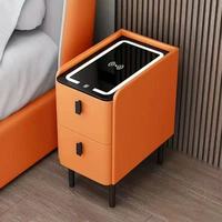 Table de chevet intelligente avec charge sans fil, lumière LED et verrouillage par empreinte digitale, table d'appoint étroite et fine pour chambre à coucher