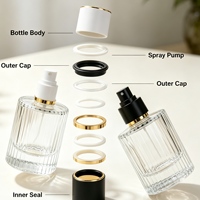 Flacons de parfum en verre à rayures verticales, flacons cosmétiques cylindriques vides à remplir