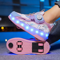 Patins à roulettes lumineux à 4 roues pour enfants, équipement de sport décontracté respirant avec tige en PU/microfibre pour étudiants garçons et filles - Vente en gros
