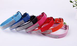 Collar forrado de diamante personalizado de alta calidad, correa de perro pequeño de cuero PU, Collar para mascotas, Collar para perro - Product Image 5